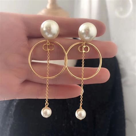 dior earrings long|authentic christian dior earrings.